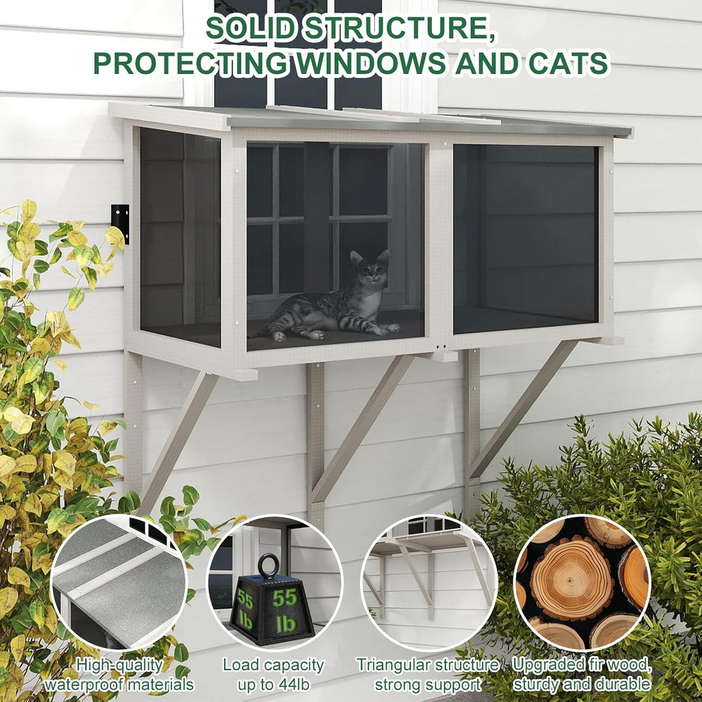 Cat Catio, Expandable Window Box Enclosure for Indoor Cats
