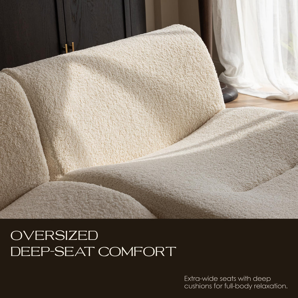 Boneless 3 Seater Sofa with Chaise, 92" Modular Sectional Couch, Reversible L-Shaped Couches with Deep Seat, White