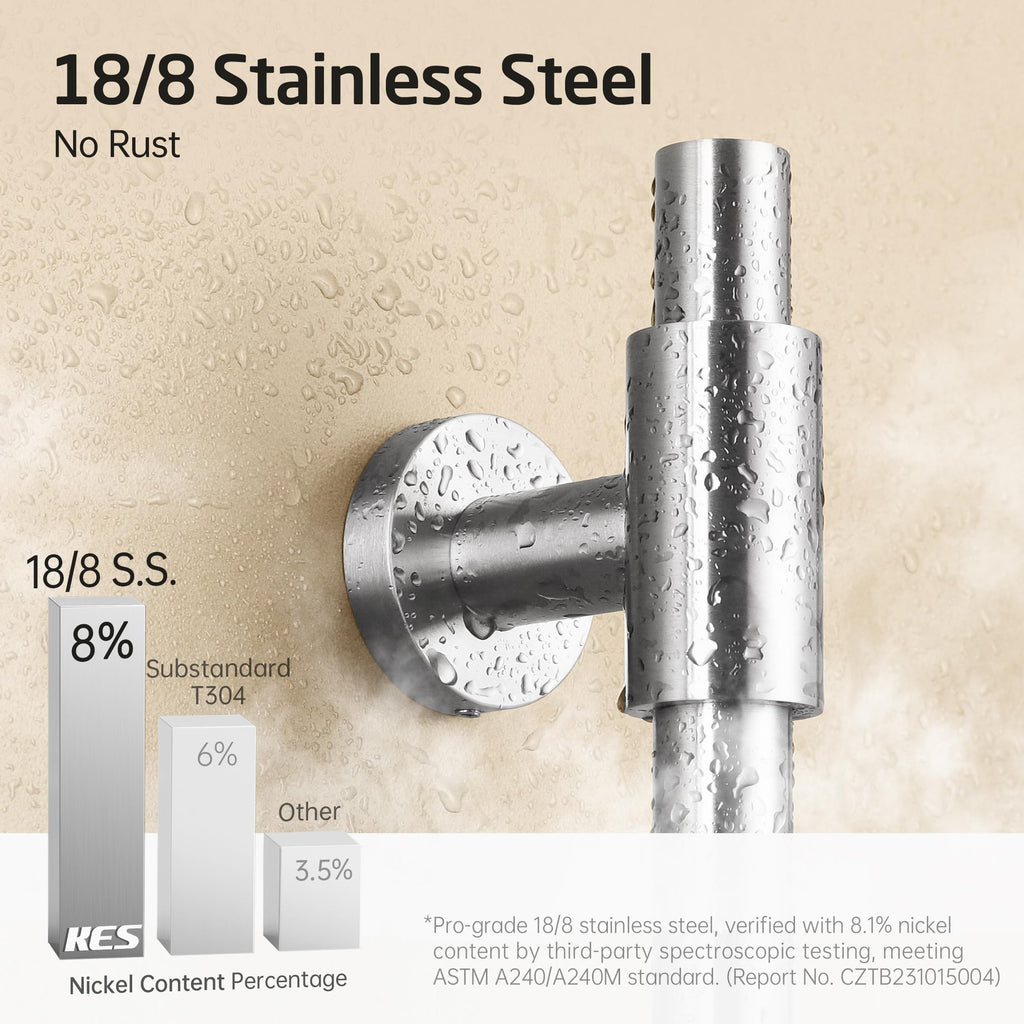 18/8 Stainless Steel Shower Slide Bar 30-Inch with Adjustable Handheld Shower Head and 59-Inch Hose, 5-Function Hand