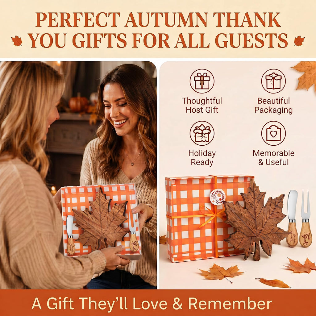 1 Set Fall Maple Leaf Mini Charcuterie Board Gift, 8.3 x 7.5 in