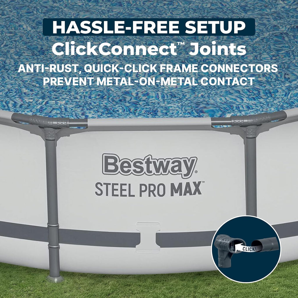 Steel Pro MAX 14' x 33" Round Above Ground Pool Set with Pump | Metal Frame Pool, Corrosion-Resistant Steel