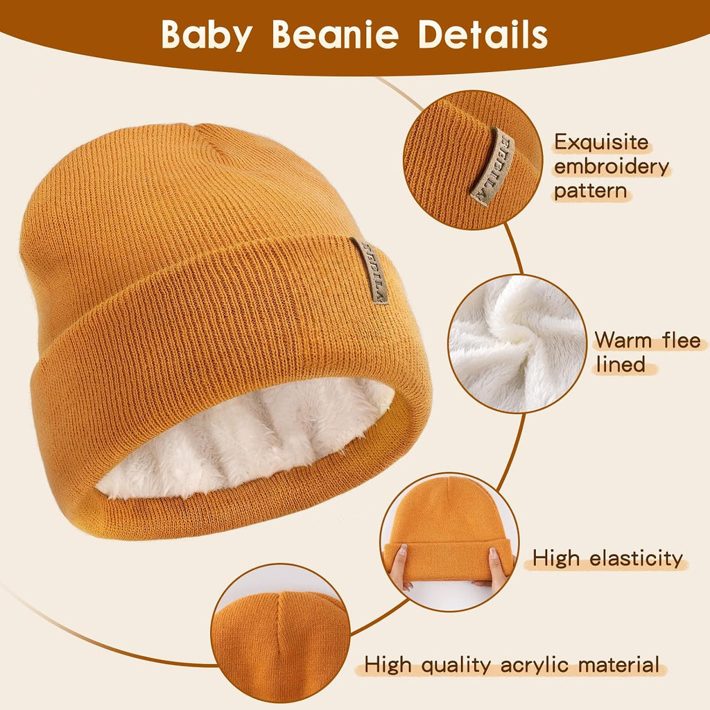 Baby Beanie Boys Winter Hat Gloves Girls Scarf Set Fleece Lined Knit