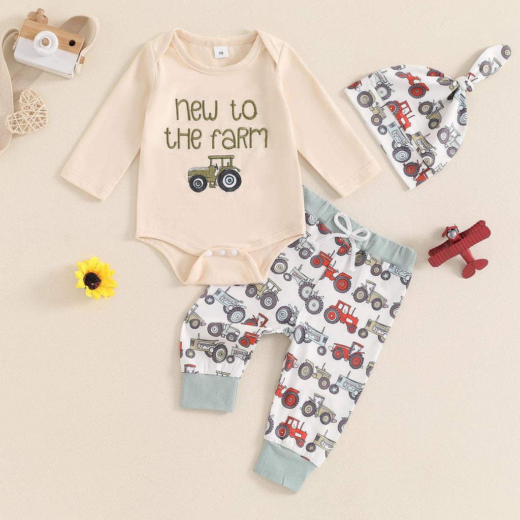 Boy Outfit Newborn Little Brother 3 6 9 12 Romper Infant Letter Print Onesie+ Pants+Hat 3PCS Clothes (New to the