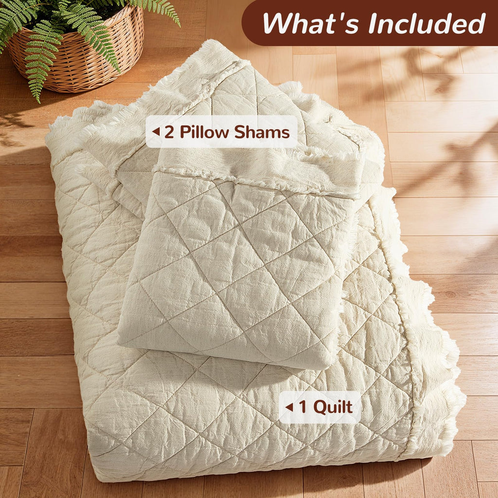 100% French Flax Linen Front Cotton Back Quilt Set