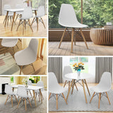Dining Chairs Set of 2 White, Pre Assembled Mid Century Modern Dining Chairs with Wood Legs, Armless Kitchen Chairs