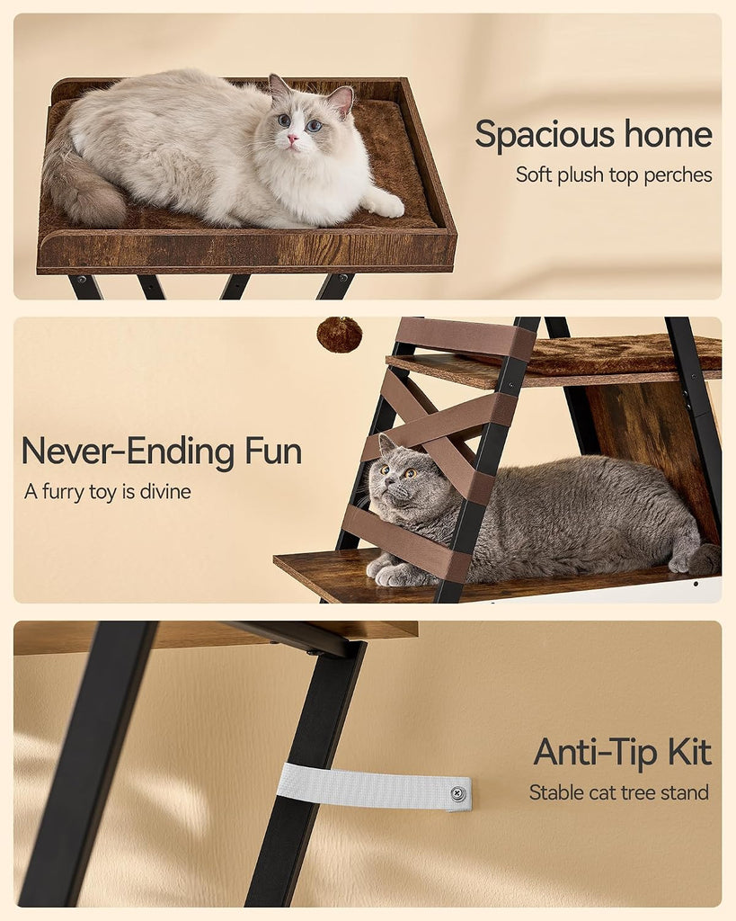 72.4" Modern Cat Tree for Indoor Cats, Multi-Level Cat Condo
