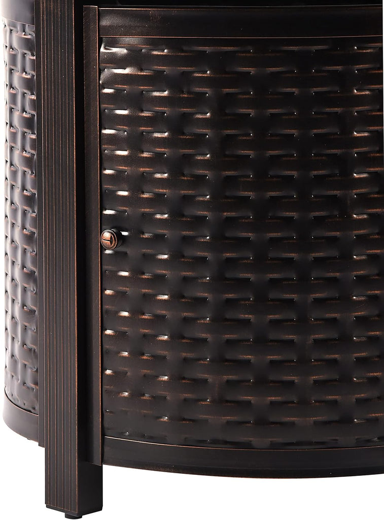 Round 34 in. x 34 in. Aluminum Propane Fire Pit Table with Glass Beads, Two Covers, Lid, 37,000 BTUs in Copper Finish