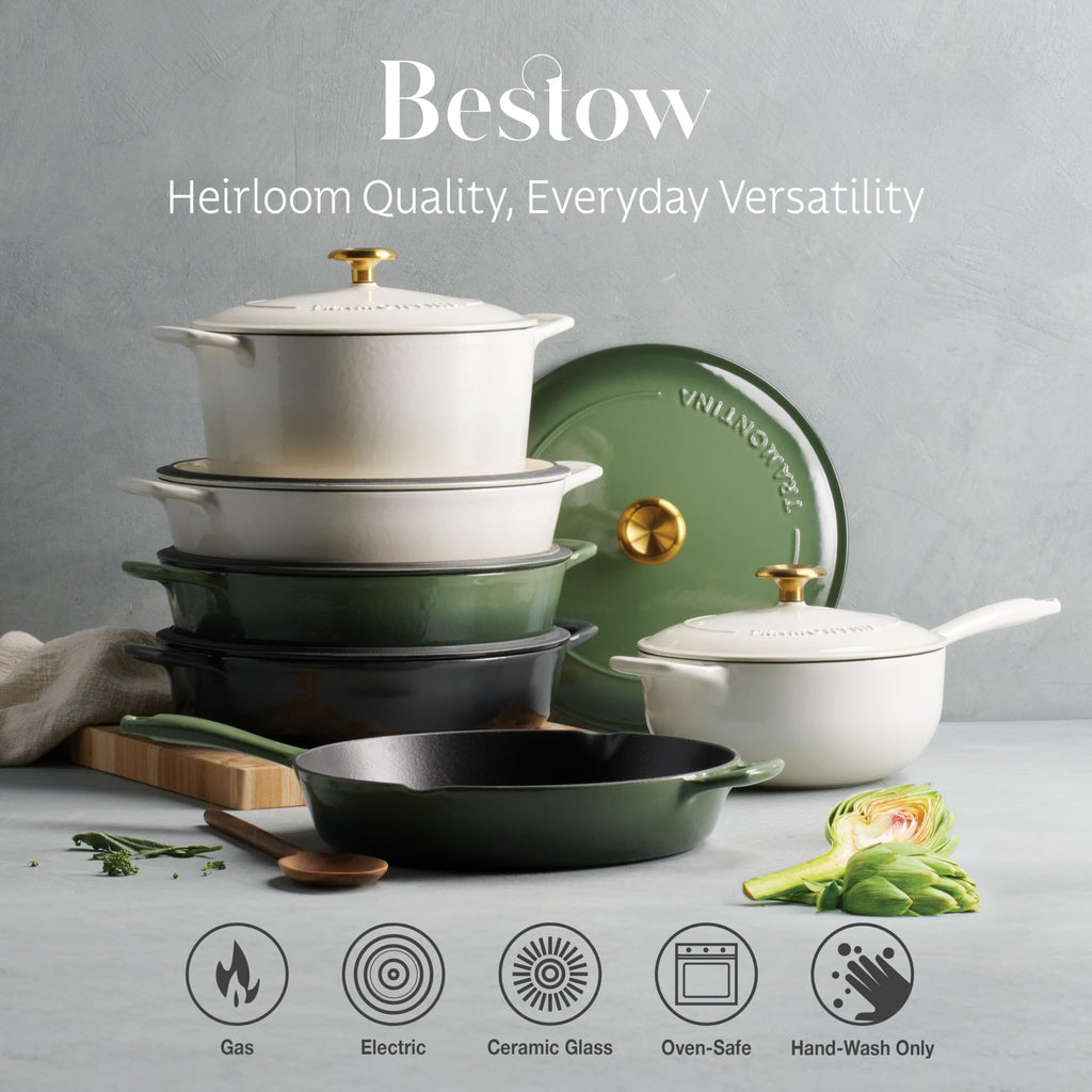 Bestow Enameled Cast Iron 4-Qt Braiser Pan with Lid, Cactus
