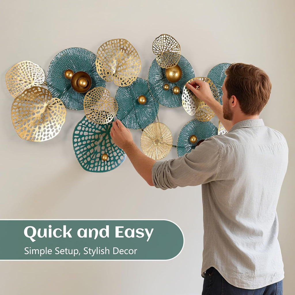 3D Large Metal Wall Art 51"x26" Stacked Flower Wall Decor