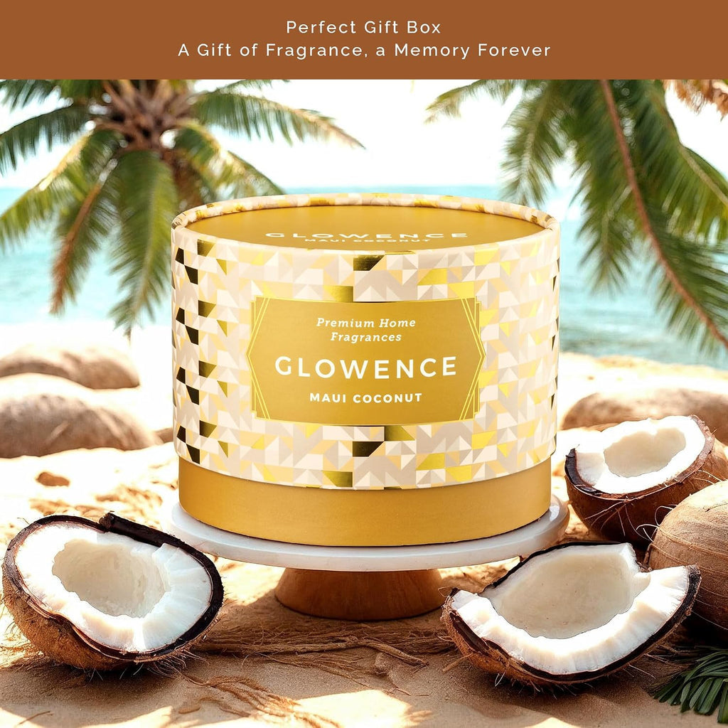 Luxury Coconut Scented Candle - Large 3 Wick Jar Candle - Elegant Gift for Women & Men - 100% Natural Soy Wax - Up - Set of 116