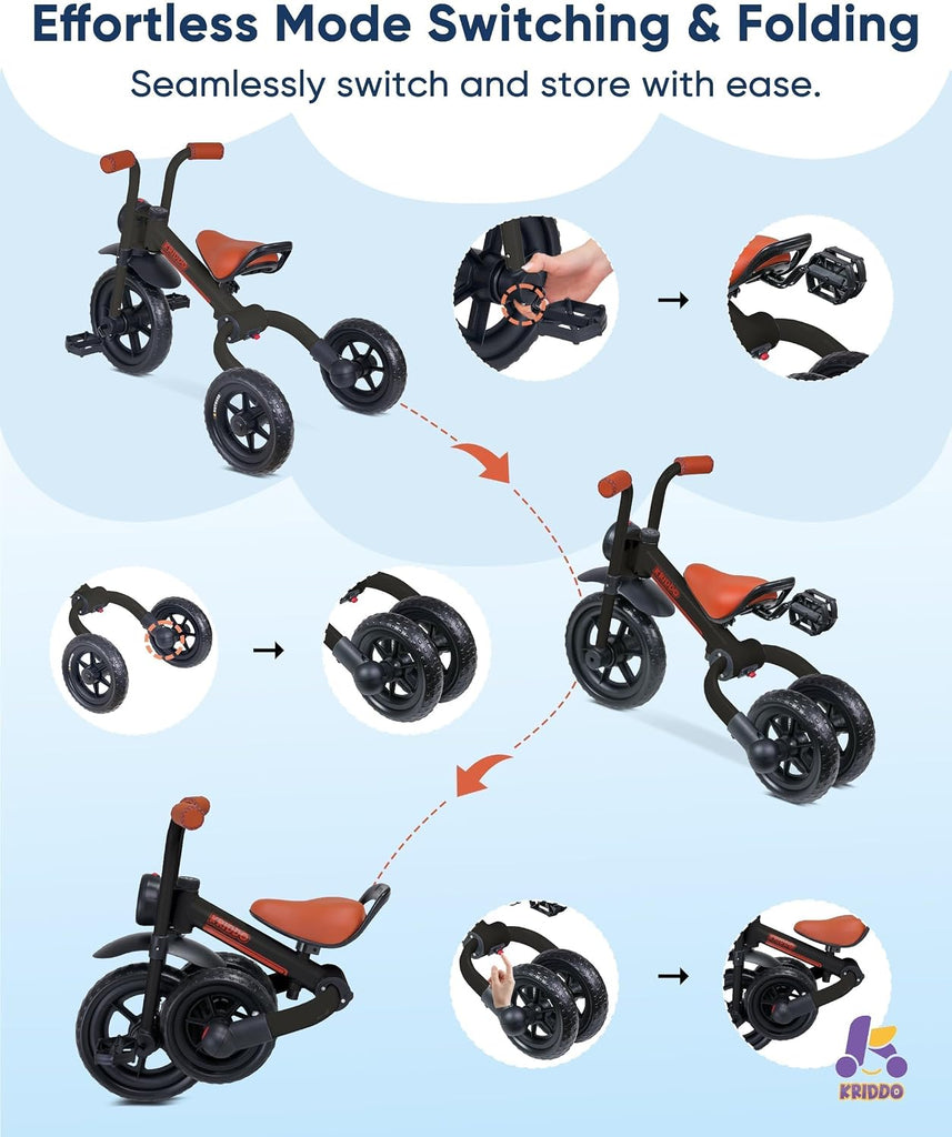 In-1 Foldable Balance Bike and Toddler Tricycle for 2 to 5 Years