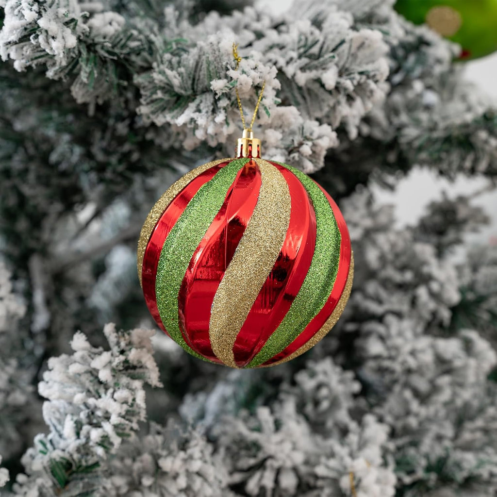 4 Inch Large Christmas Ball Ornaments, 12PCS Shatterproof Red, Green, Gold Christmas Ornaments - Classic Polka Dot