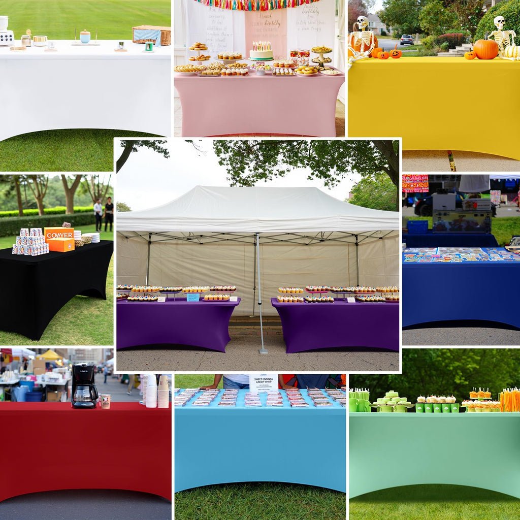2 Pack Spandex Table Cloth 6FT, Elastic Fitted Terracotta Tablecloth