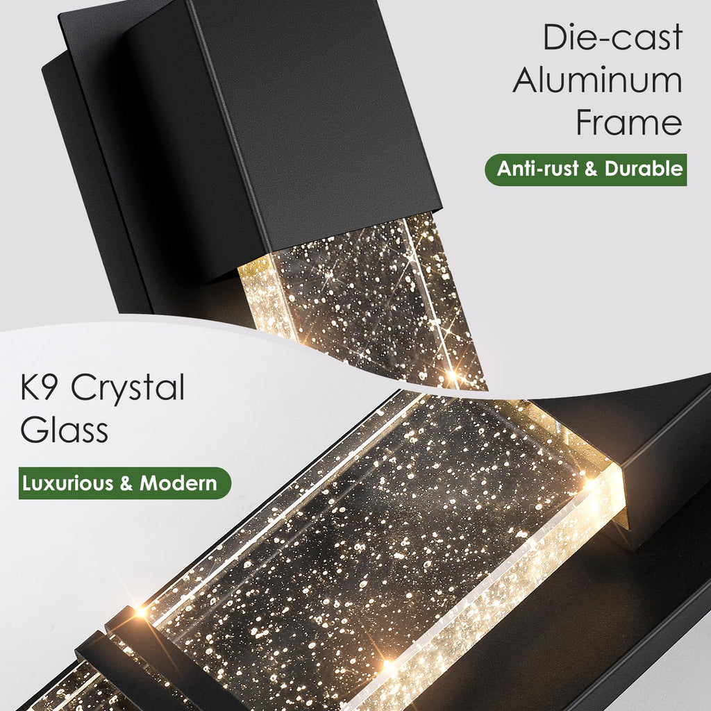 Outdoor Wall Light Fixtures with Crystal Bubble Glass, 10W 3000K