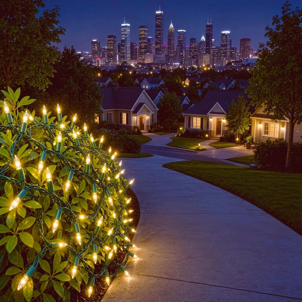 150 LED Warm White Christmas Lights, UL Certified 22# Green Wire 50 Ft, Commercial Grade Decorative Lighting String