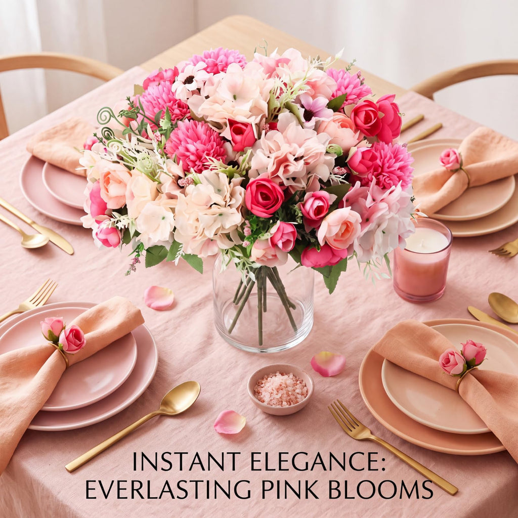24 Bundles Peonies Artificial Flowers Faux Roses, Rose Red