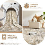 Area Rug for Living Room: 8x10 Washable Neutral Abstract Modern Soft Rugs Non Slip Indoor Floor Stain Resistant Large