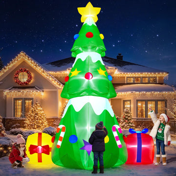 10 FT Christmas Tree Inflatables Outdoor Decorations with LED Lights, Giant Blow Up Christmas Tree Yard Decor with