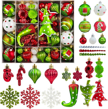 Christmas Balls Ornament,Xmas Tree Hanging Ornaments - Set of 82