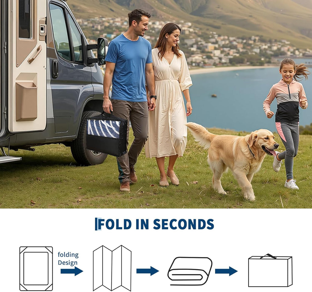 Reversible Rainbow Outdoor Rug 9x12, Waterproof Outdoor Plastic Straw Rug, RV Mat for Picnics, Patio
