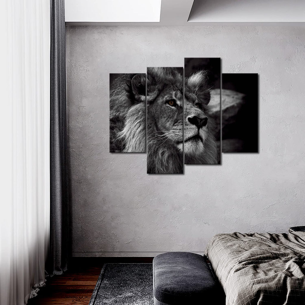 Black and White Lion Head Portrait Wall Art Painting Pictures Print On Canvas Animal The Picture Modern Decoration