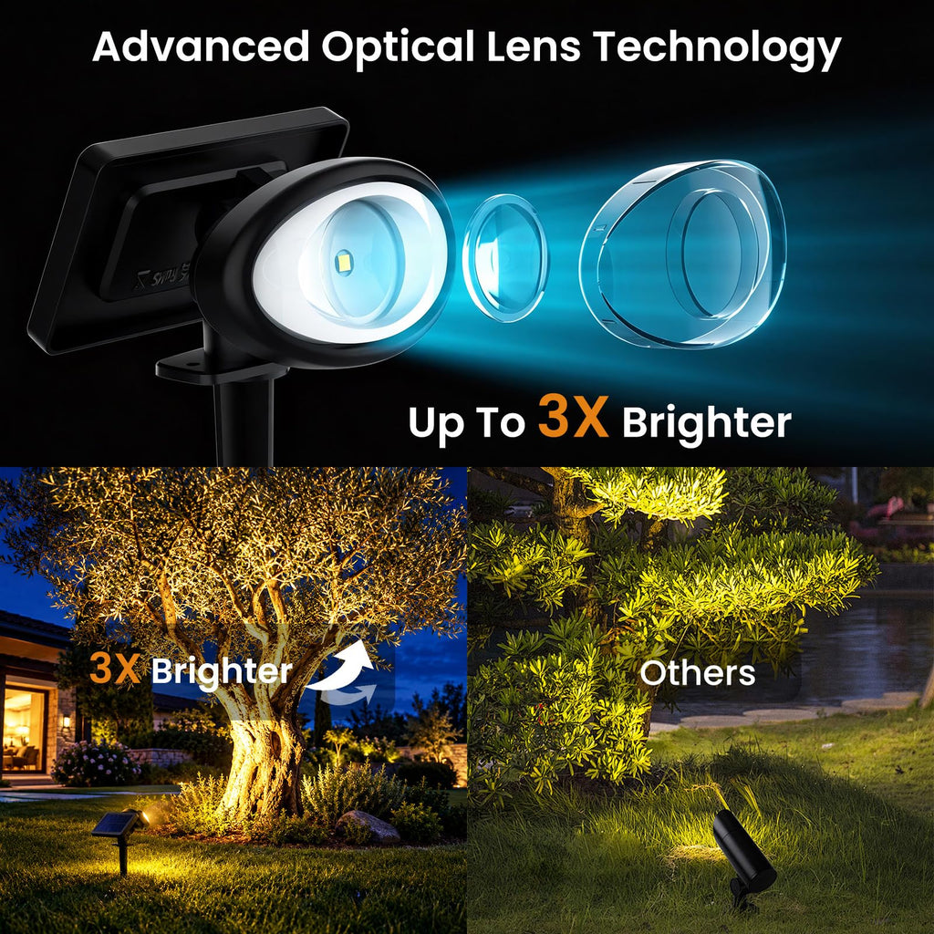 IP67 Solar Lights Outdoor Waterproof, 2CCT & RGB Landscape Lights, 4 Pack