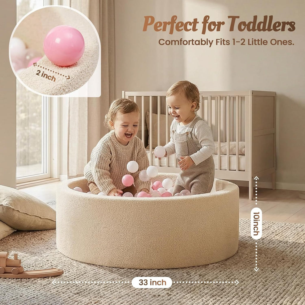 Baby Foam Ball Pit Teddy-Velvet: Ultra-Soft Ball Pit for Toddlers for Indoor Outdoor - Kids Play Toys for Playpen