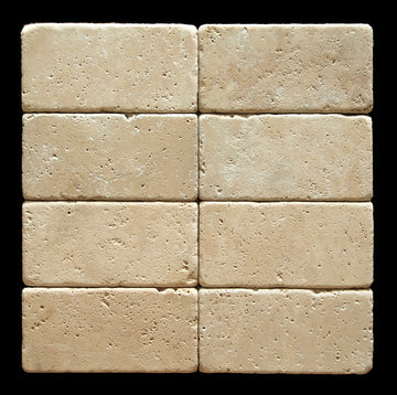Ivory (Light) Travertine 3 X 6 Subway Field Tile, Tumbled