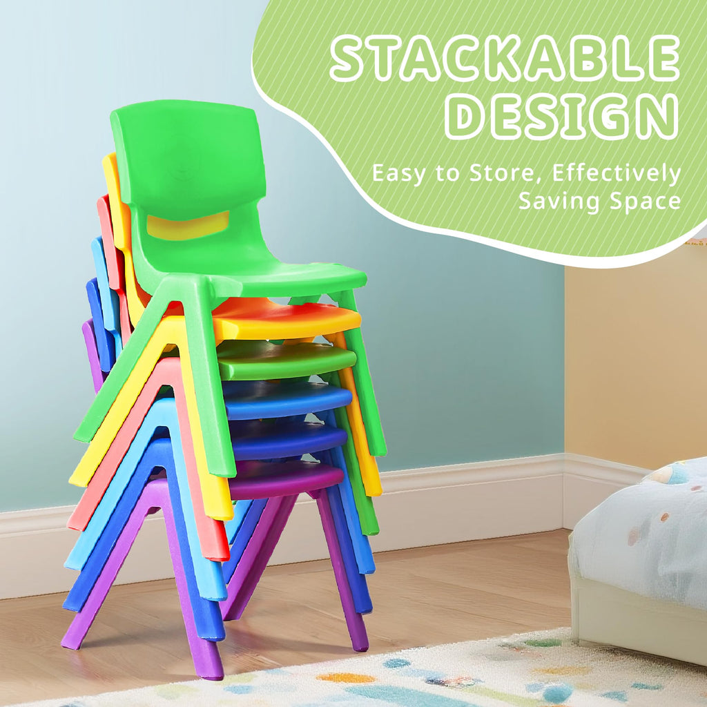 12Pcs Stackable School Chairs, Colorful Kids Plastic Chair for Toddlers with 11'' Seat, Kids Flexible Seating for