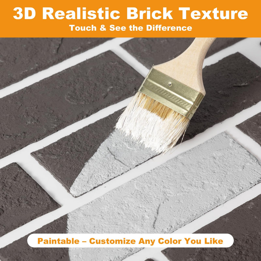 Gray Thin Brick Veneer Faux Brick Wall Panels - 15 PCS, 2.5 Sq.Ft for DIY Fireplace Surround, Kitchen Backsplash