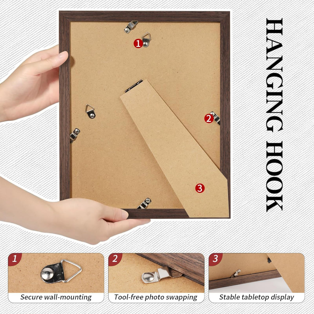 8x10 Picture Frames Solid Wood 6x8 Square Frame with Mat Oak 2 Pack