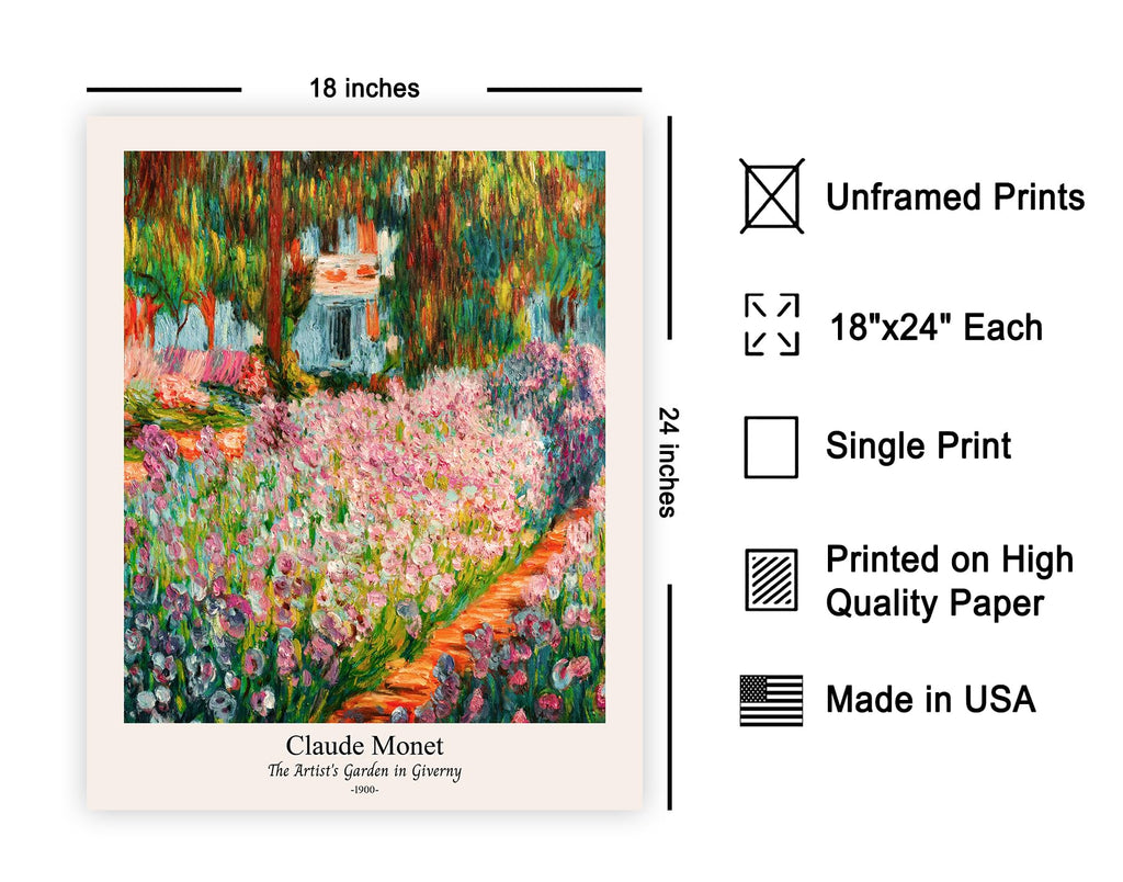 Master Vintage Claude Monet Poster - Retro The Artist's Garden in Giverny Print - Flower Painting - Fine Art