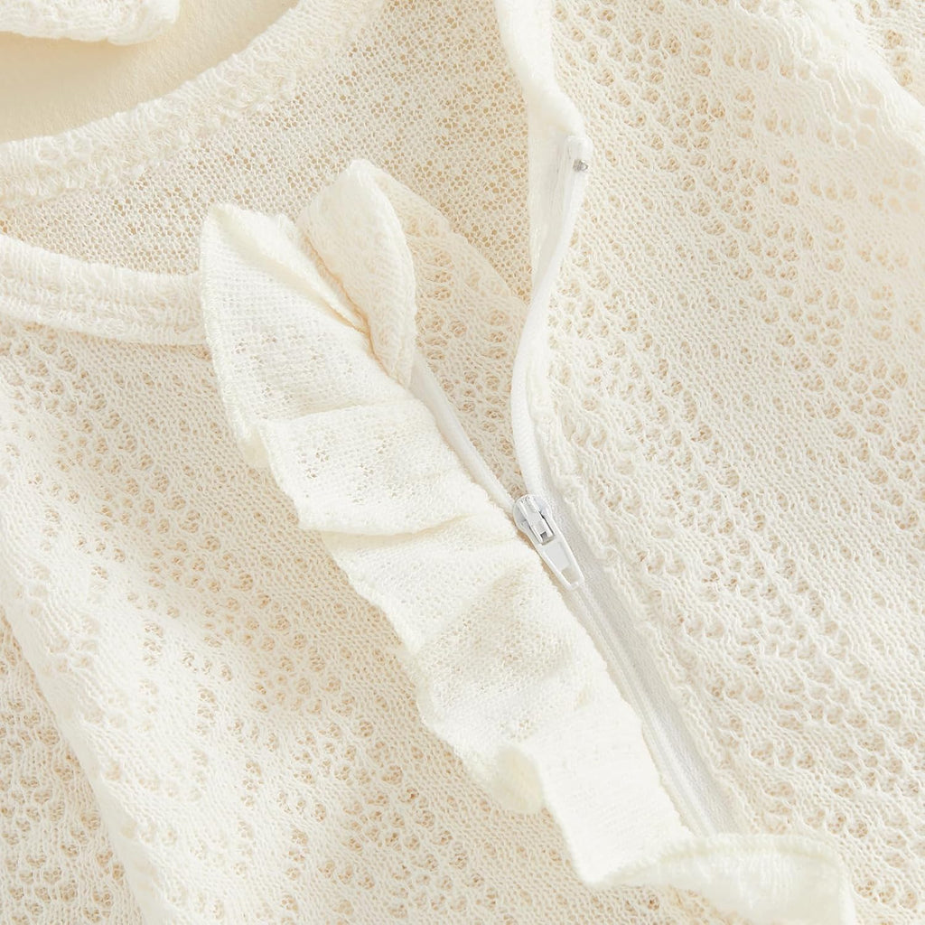 Newborn Baby Girl Footies Romper Ruffle Knitted Jumpsuit