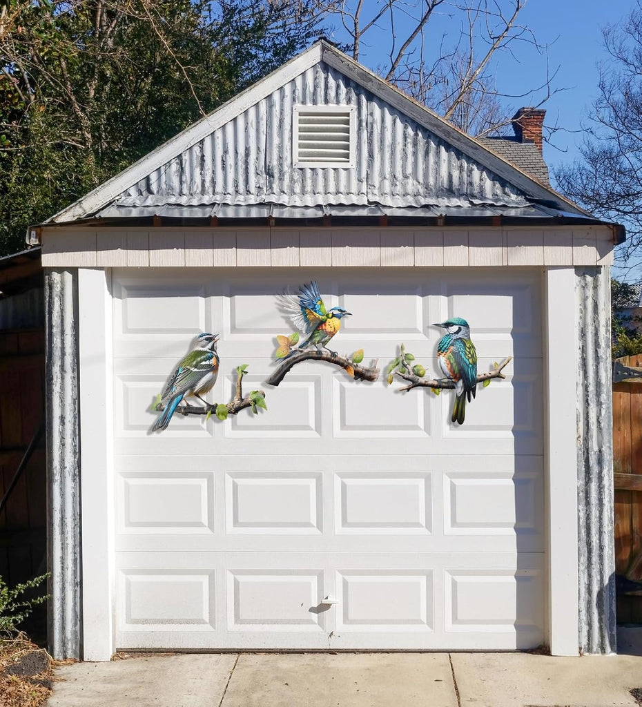 Metal Bird Art Wall Decor, Hummingbird Decorations Wall Decor Outside House Patio Garden Fence Porch Deck Wall - Set of 3