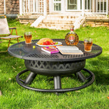 36-Inch Fire Pit for Outside with Grill Grate Cooking
