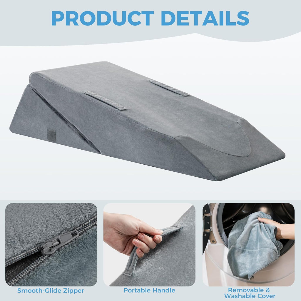 Adjustable Knee Wedge Pillow for Sleeping, Orthopedic Leg Elevation Pillow with Foam, Leg Pillow for Side Sleepers