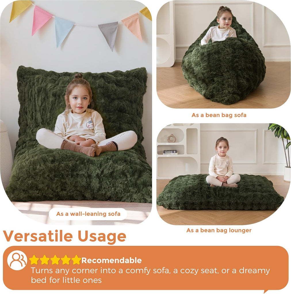 3 in 1 Kids Bean Bag Chair, Comfy Floor Sofa with Removed Cover
