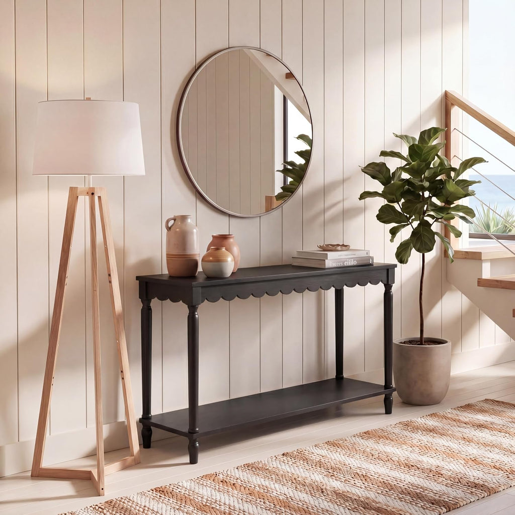 Collection Haven French Country Farmhouse Matte Black Console Table , Foyer