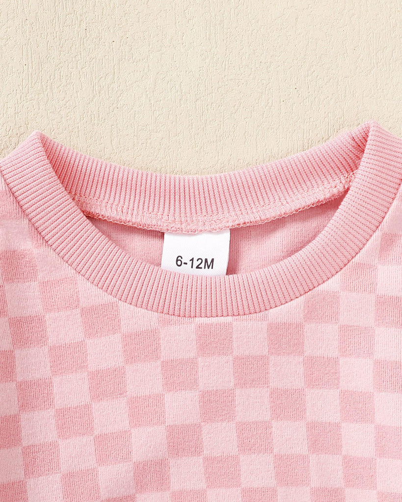 Toddler Girl Clothes - Checkered Baby Sweatsuit Set