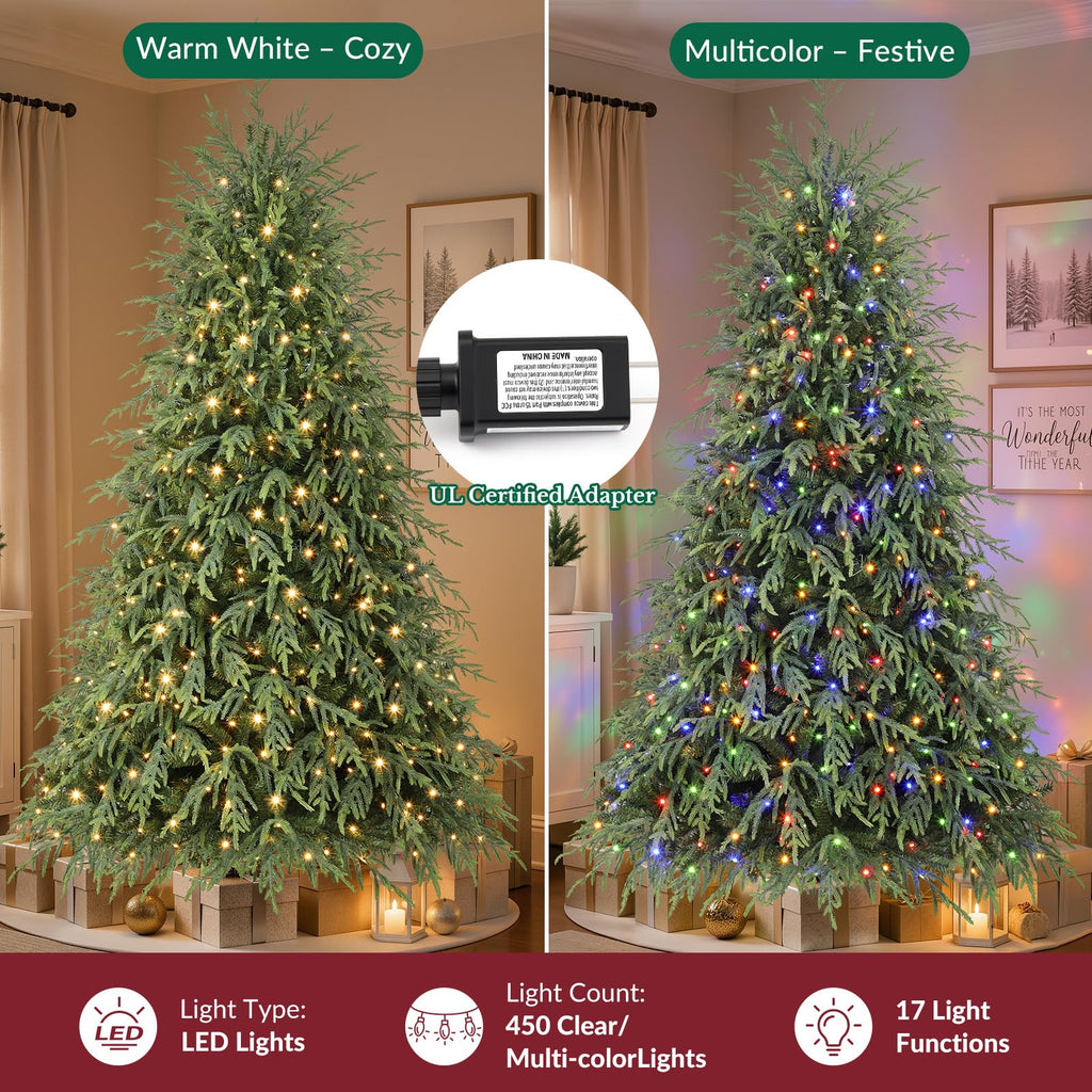 7.5ft Prelit Artificial Norfolk Pine Christmas Tree Color Lights