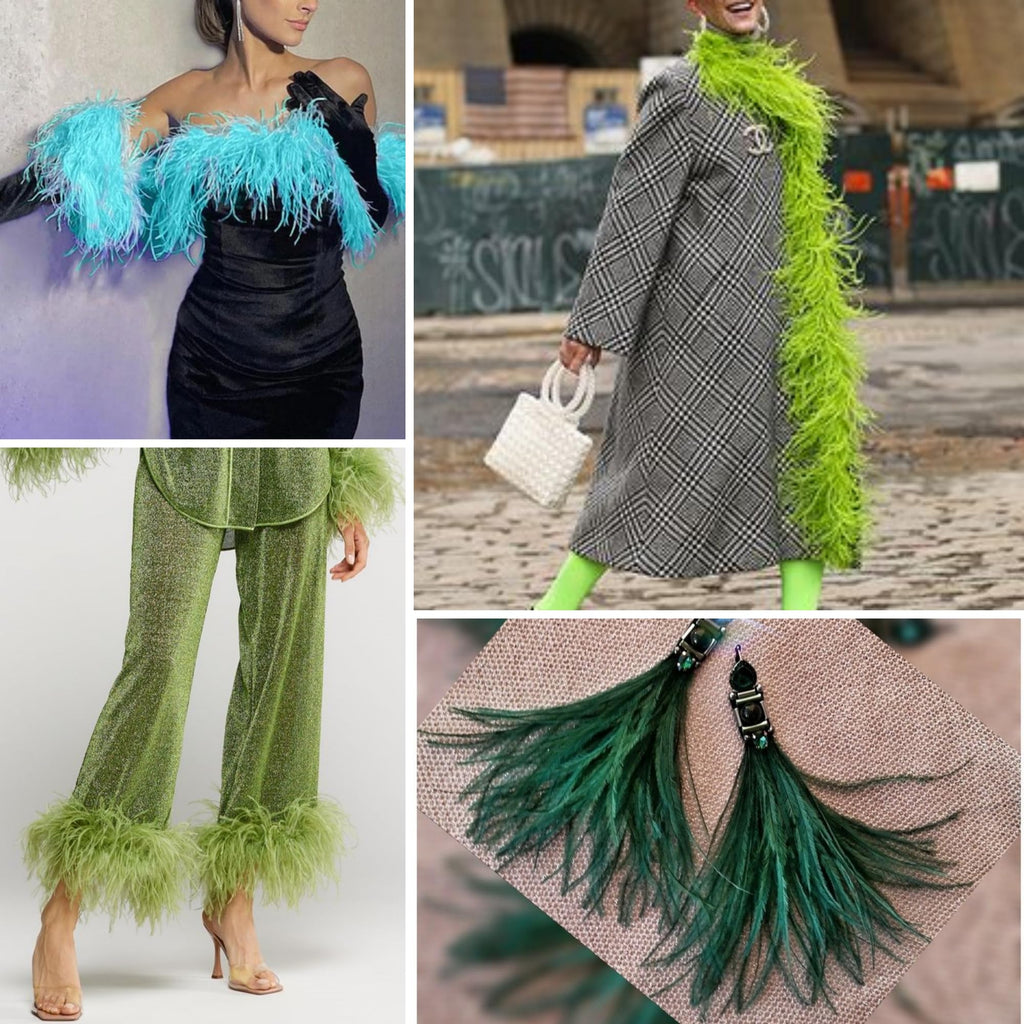 4-5inch Blackish Green Ostrich Feather Trim for Sewing,2Yards