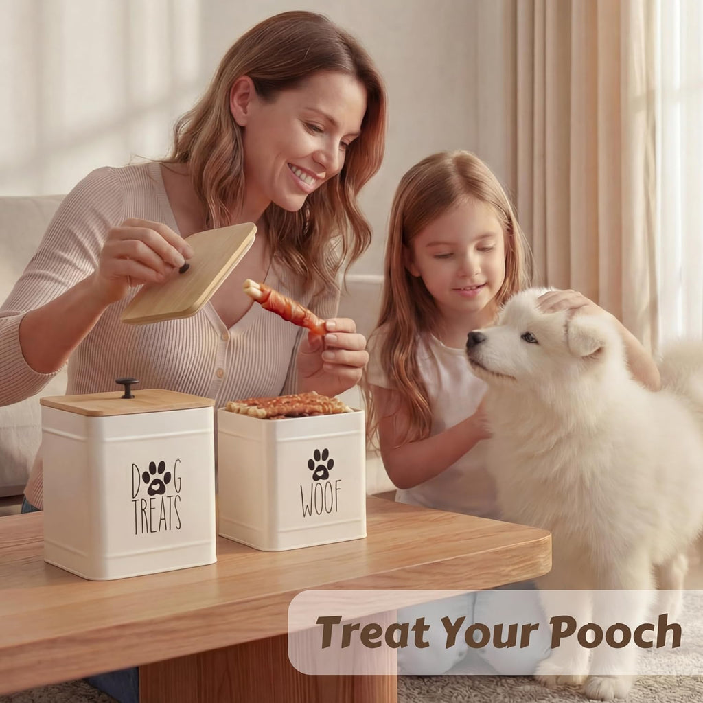 Dog Treat Container, Airtight Dog Treat Jar Set of 2, Dog Cookie Jar Counter, Pet Treat Container, Dog Treat Canister
