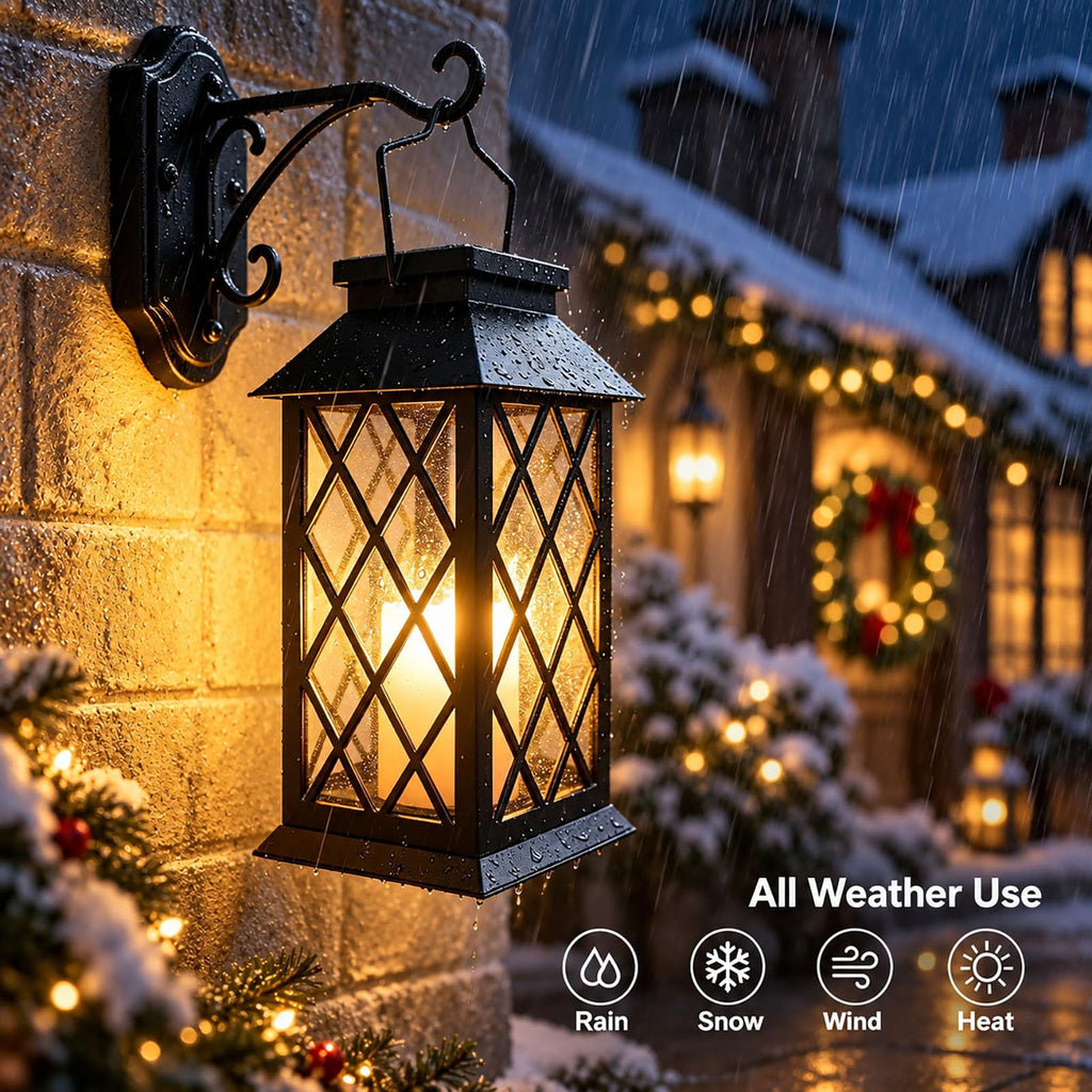 14" Large Solar Lanterns Outdoor Waterproof with Tempered Glass