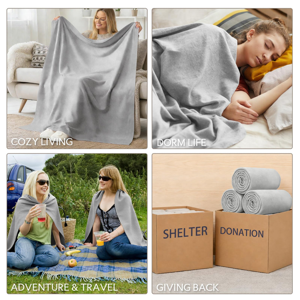 6 Pc Soft Fleece Throw Blankets, 60x50 Inch - Lightweight Bulk, Wool Blankets in Bulk for Wedding Gifts
