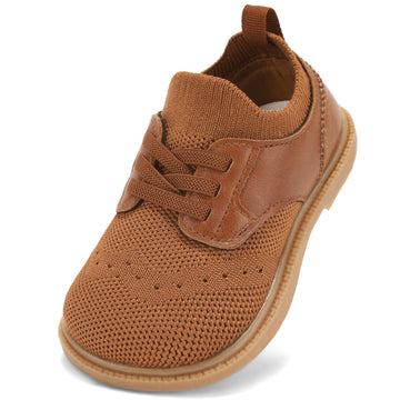Wide Toddler Boys Dress Shoes Slip On Oxfords Sneakers Brown I4