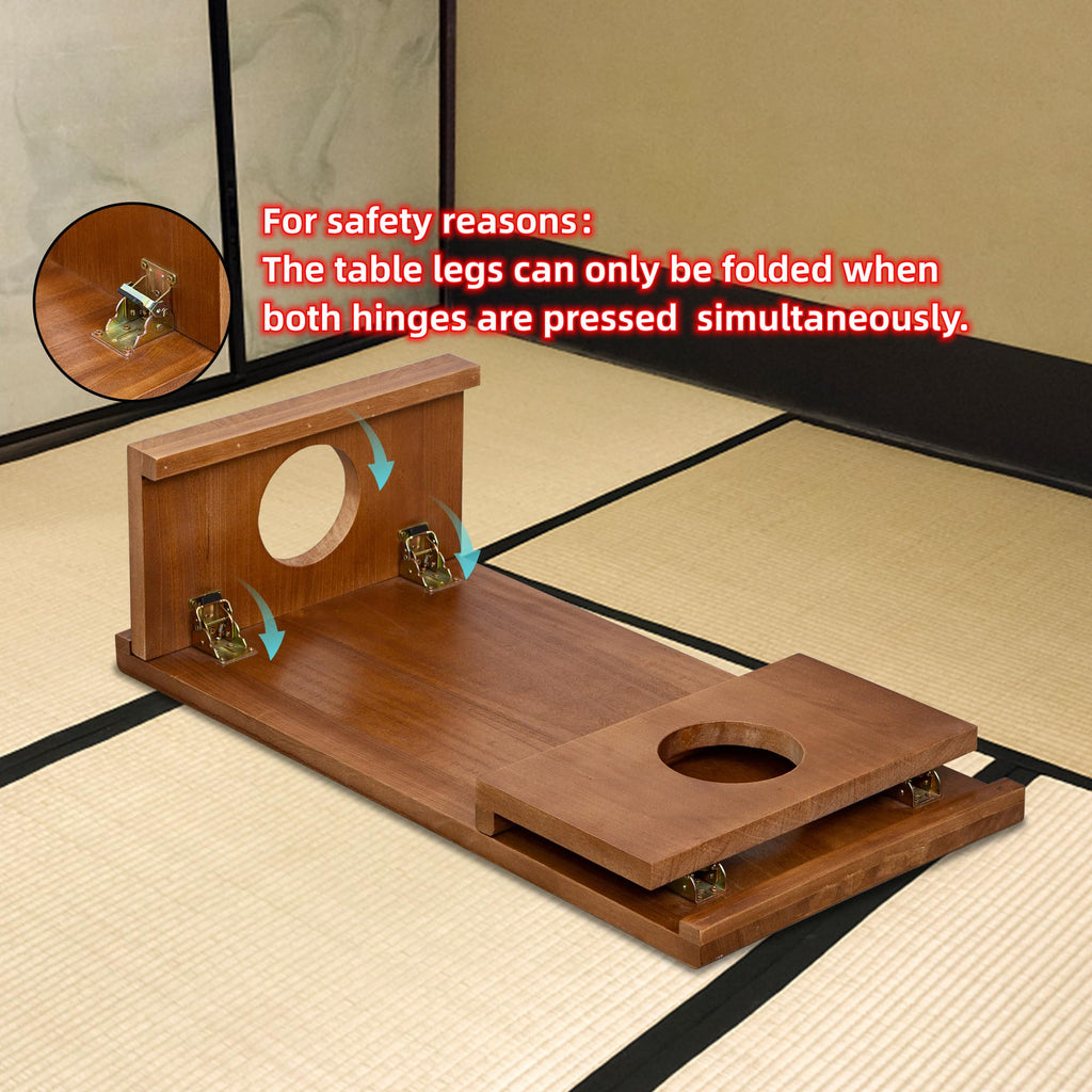Foldable Japanese Coffee Table, Folding Japanese Floor Table, Natural Brown Coffee Table, Minimalist Tatami Table