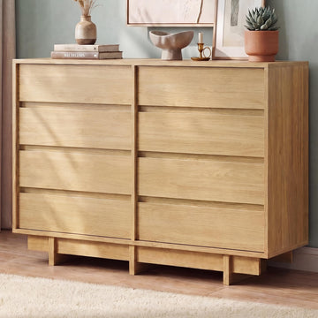 Oak 8 Drawer Dresser, 53" Wide Chest of Drawers