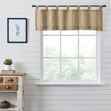 Stitched Burlap Curtain Valance, Natural, 16x60