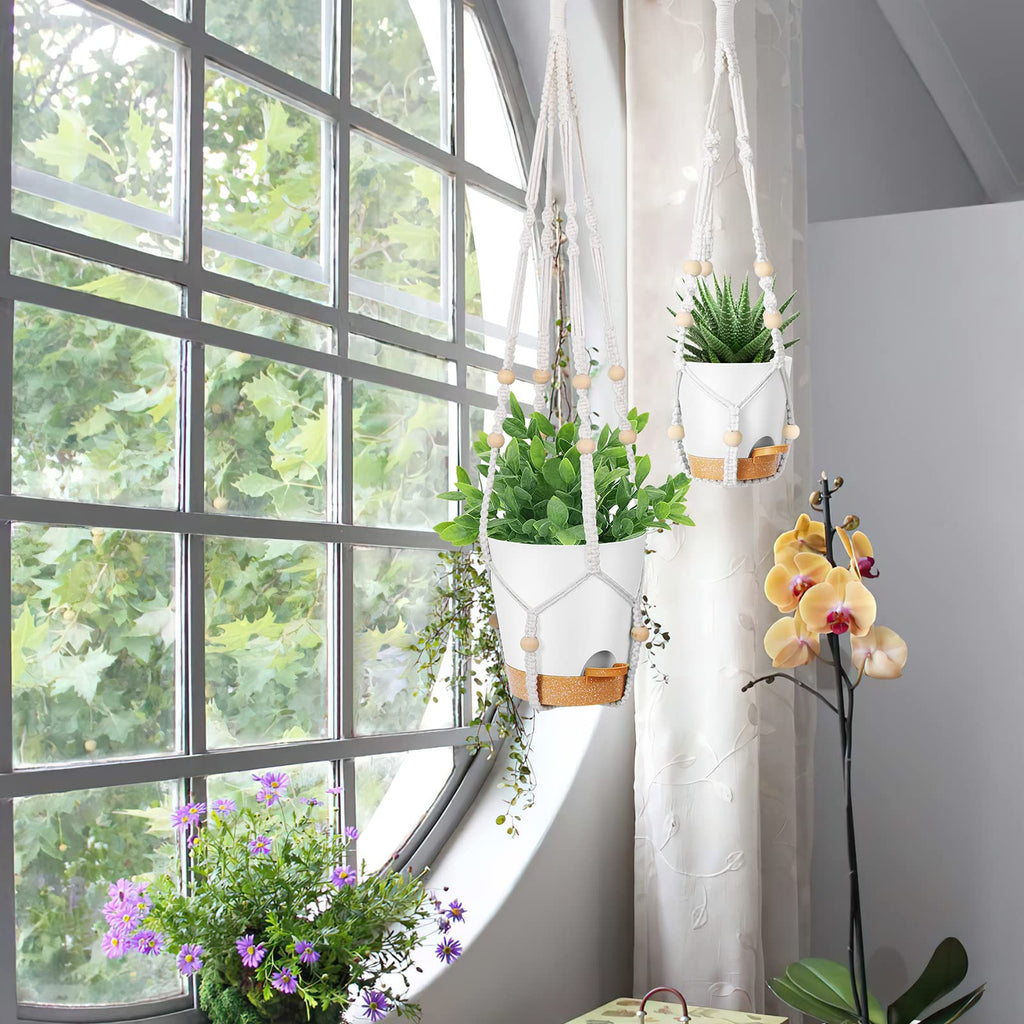 Hanging Planters for Indoor Plants, 5Pcs Hanging Basket for Indoor Boho Home Decor, Macrame Plant Hanger, 35