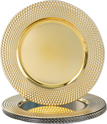Gold Charger Plates, 13" Electroplated Plate Chargers - Set of 6